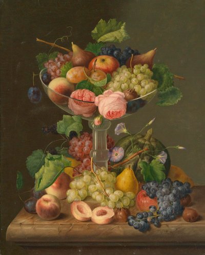 Still Life with Fruits and Roses by Georg Seitz